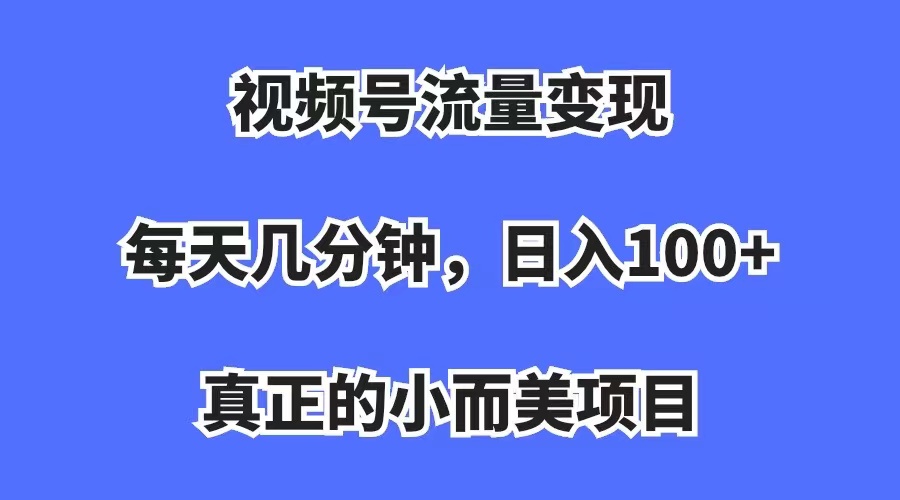 视频号流量变现，每天几分钟，收入100+，真正的小而美项目-62创业网