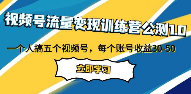 视频号流量变现训练营公测1.0：一个人搞五个视频号，每个账号收益30-50-62创业网