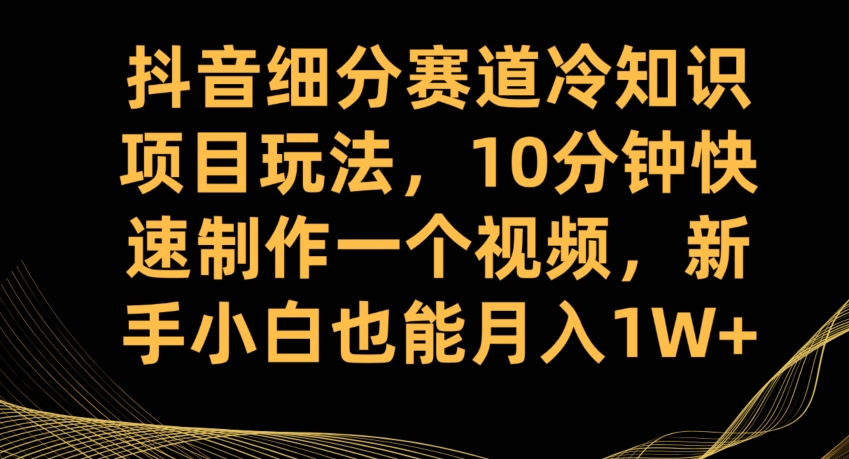 抖音细分赛道冷知识项目玩法，10分钟快速制作一个视频，新手小白也能月入1W+【揭秘】-62创业网