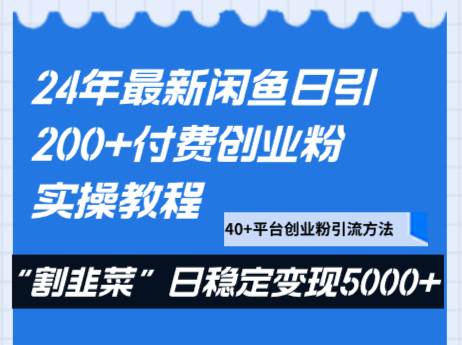 24年最新闲鱼日引200+付费创业粉，割韭菜每天5000+收益实操教程！-62创业网