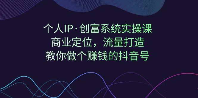 个人IP·创富系统实操课：商业定位，流量打造，教你做个赚钱的抖音号-62创业网