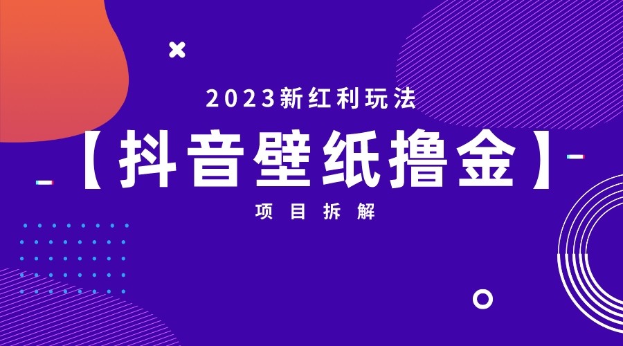 2023新红利玩法，抖音壁纸撸金项目拆解-62网赚