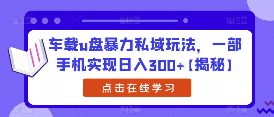 车载u盘暴力私域玩法，一部手机实现日入300+【揭秘】-62创业网