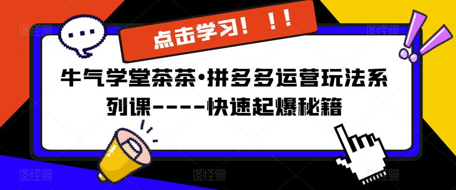 牛气学堂茶茶•拼多多运营玩法系列课—-快速起爆秘籍【更新】-62创业网