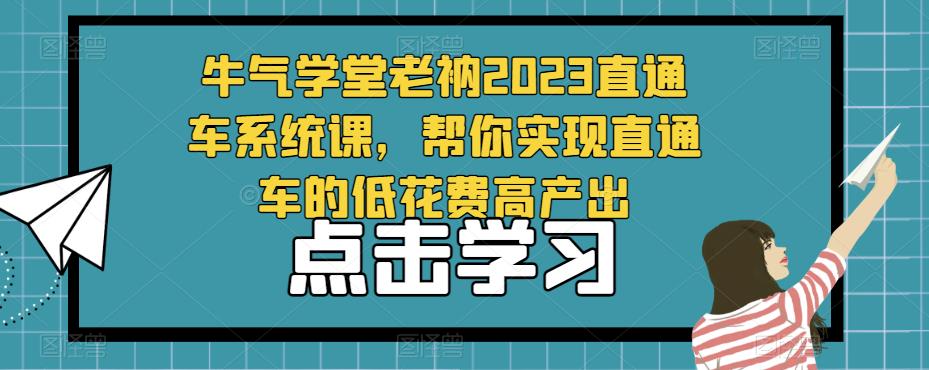 牛气学堂老衲2023直通车系统课，帮你实现直通车的低花费高产出-62创业网