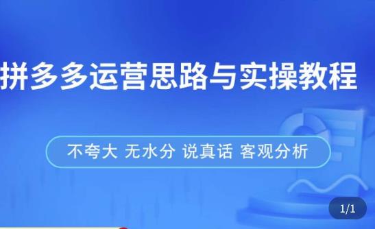 拼多多店铺运营思路与实操教程，快速学会拼多多开店和运营，少踩坑，多盈利-62创业网