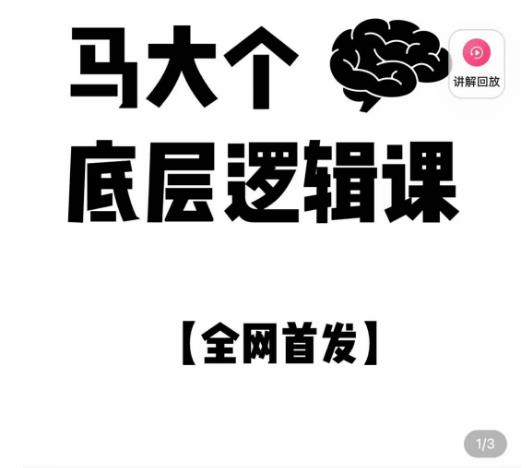 马大个·底层逻辑课，51节底层逻辑智慧课-价值1980元-62创业网