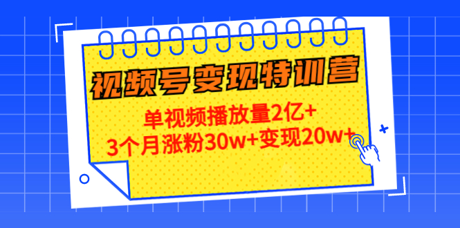 21天视频号变现特训营：单视频播放量2亿+3个月涨粉30w+变现20w+-62创业网