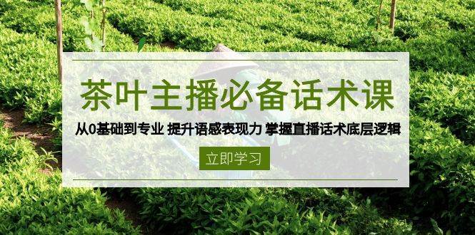 茶叶主播必备话术课 从0基础到专业 提升语感表现力 掌握直播话术底层逻辑-62创业网