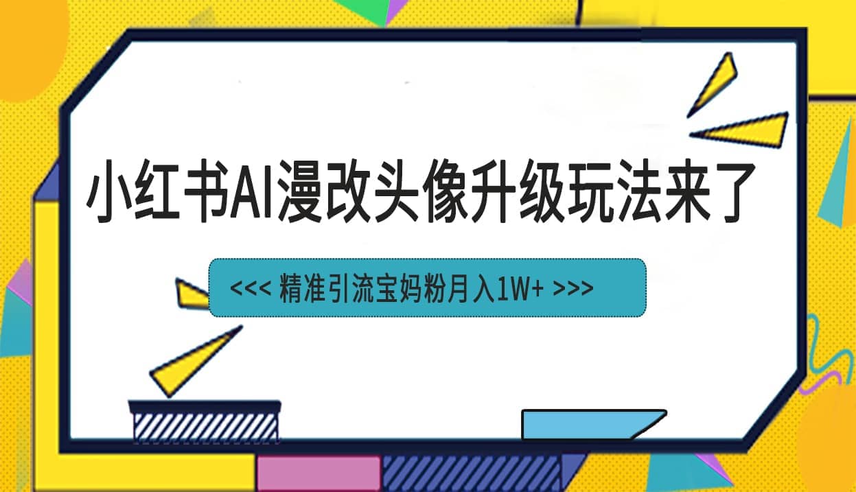 小红书最新AI漫改头像项目，精准引流宝妈粉，月入1w+-62网赚