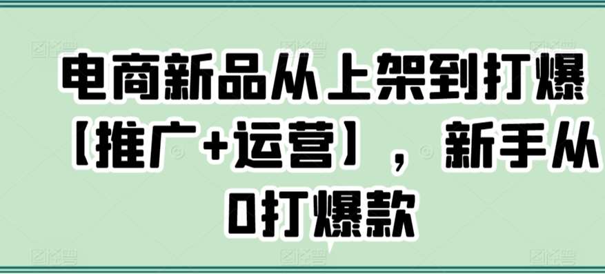 电商新品从上架到打爆【推广+运营】，新手从0打爆款-62创业网