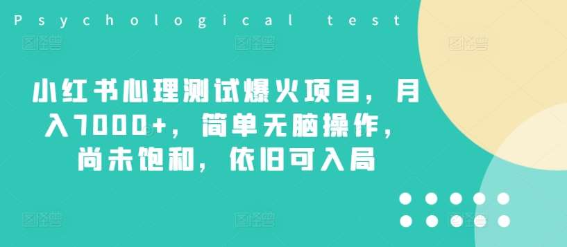 小红书心理测试爆火项目，月入7000+，简单无脑操作，尚未饱和，依旧可入局-62创业网