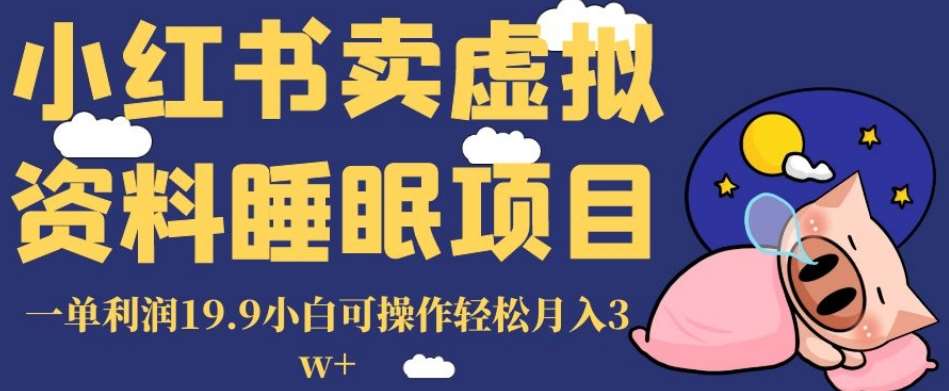 小红书卖虚拟资料睡眠项目，一单利润19.9小白可操作轻松月入3w+【揭秘】-62创业网