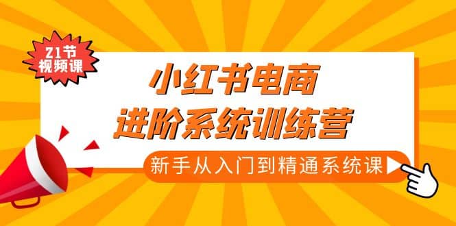 小红书电商进阶系统训练营：新手从入门到精通系统课（21节视频课）-62网赚