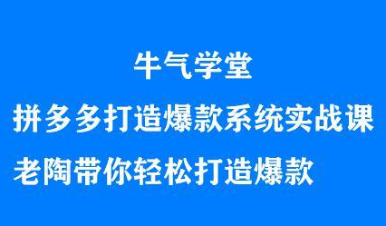 牛气学堂拼多多打造爆款系统实战课，老陶带你轻松打造爆款-62网赚