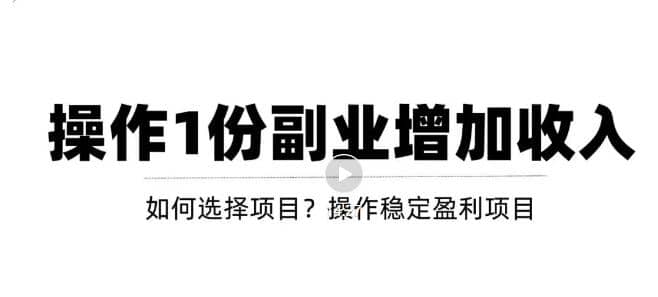 新手如何通过操作副业增加收入，从项目选择到玩法分享！【视频教程】-62网赚