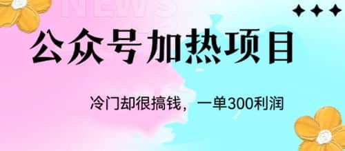 冷门公众号加热项目，一单利润300+-62创业网