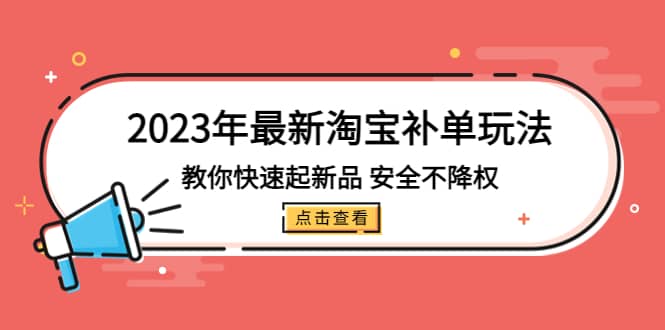 2023年最新淘宝补单玩法，教你快速起·新品，安全·不降权（18课时）-62创业网