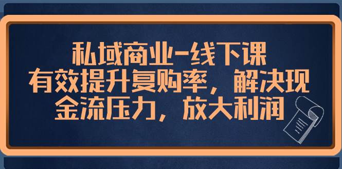 （8425期）私域商业-线下课，有效提升复购率，解决现金流压力，放大利润-62创业网