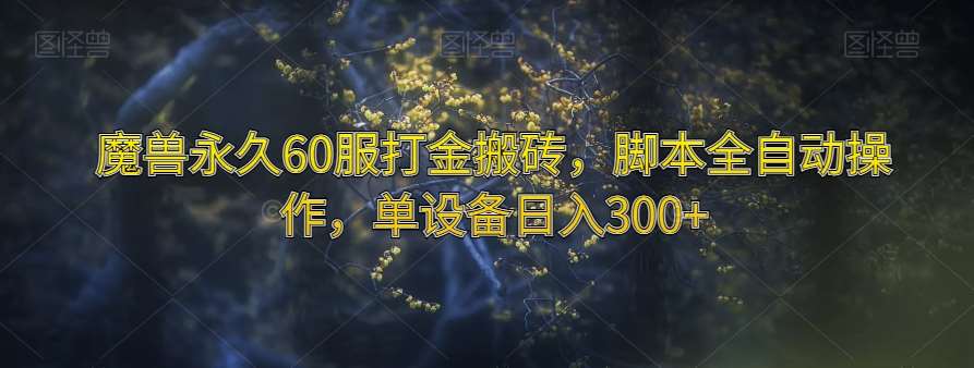 魔兽永久60服打金搬砖，脚本全自动操作，单设备日入300+【揭秘】-62创业网