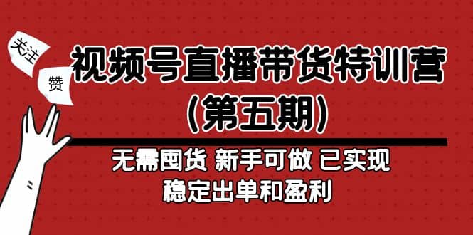 视频号直播带货特训营（第五期）无需囤货 新手可做 已实现稳定出单和盈利-62网赚