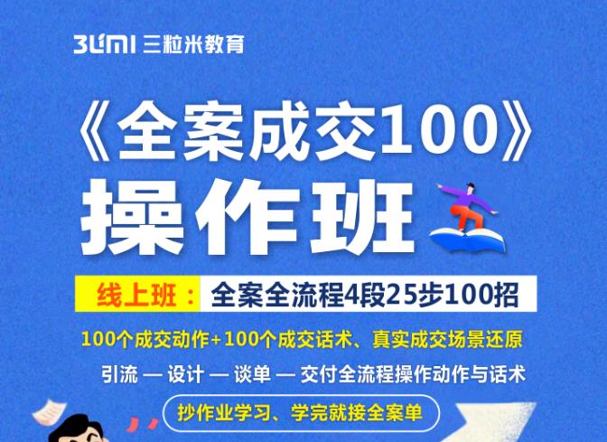 《全案成交100》全案全流程4段25步100招，操作班-62创业网