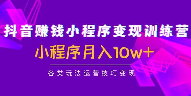 抖音小程序变现训练营：小程序各类玩法运营技巧变现-62网赚