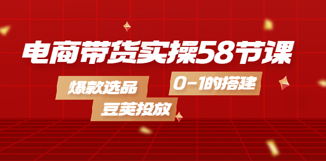 电商带货实操58节课，爆款选品，豆荚投放，0-1的搭建-62网赚