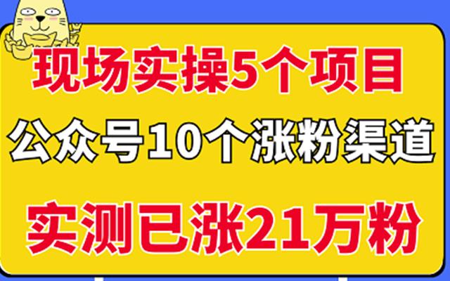 现场实操5个公众号项目，10个涨粉渠道，实测已涨21万粉！-62创业网