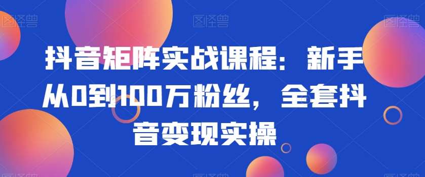 抖音矩阵实战课程：新手从0到100万粉丝，全套抖音变现实操-62创业网