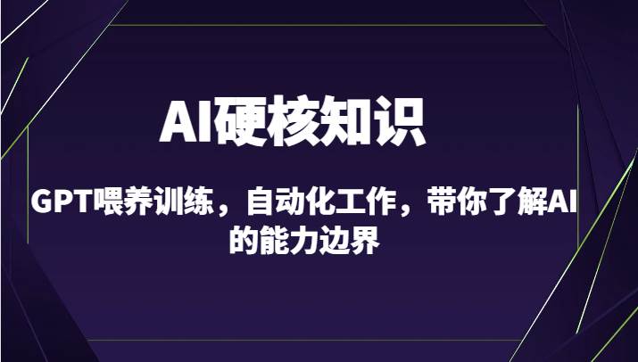 AI硬核知识-GPT喂养训练，自动化工作，带你了解AI的能力边界（10节课）-62创业网