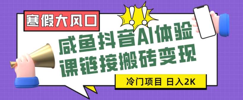 寒假大风口咸鱼抖音AI体验课链接搬砖变现，全网首发冷门项目，小白可日入2K+【揭秘】-62创业网