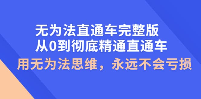 无为法直通车完整版：从0到彻底精通直通车，用无为法思维，永远不会亏损-62创业网