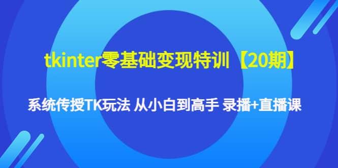 tkinter零基础变现特训【20期】系统传授TK玩法 从小白到高手 录播+直播课-62网赚