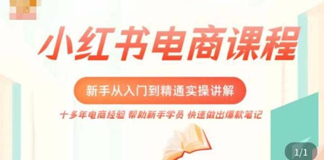 小红书电商新手入门到精通实操课，从入门到精通做爆款笔记，开店运营-62网赚