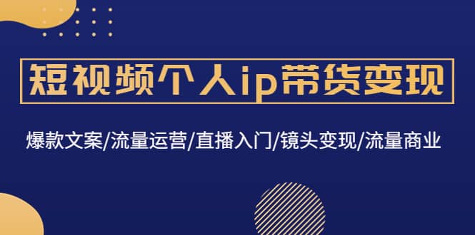 短视频个人ip带货变现：爆款文案/流量运营/直播入门/镜头变现/流量商业-62网赚