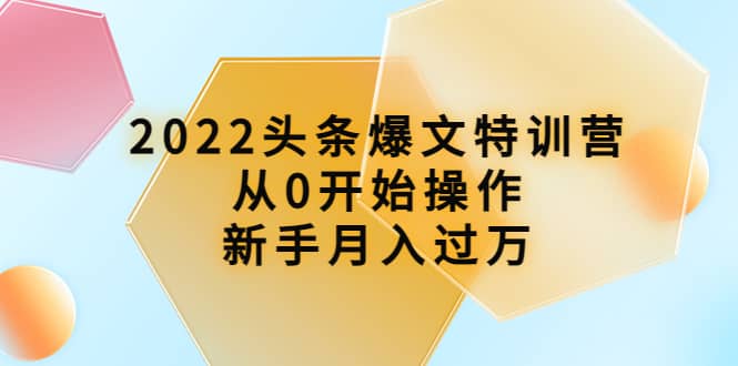 2022头条爆文特训营：从0开始操作，新手月入过万（16节课时）-62网赚