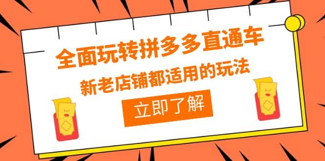 全面玩转拼多多直通车，新老店铺都适用的玩法（12节精华课）-62创业网