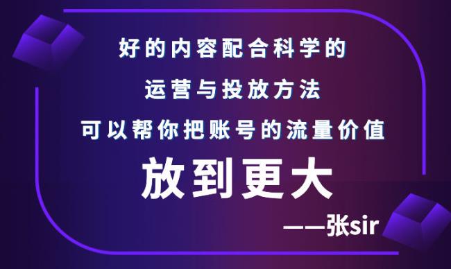 张sir账号流量增长课，告别海王流量，让你的流量更精准-62创业网