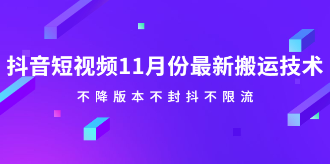 抖音短视频11月份最新搬运技术，不降版本不封抖不限流！【视频课程】-62网赚