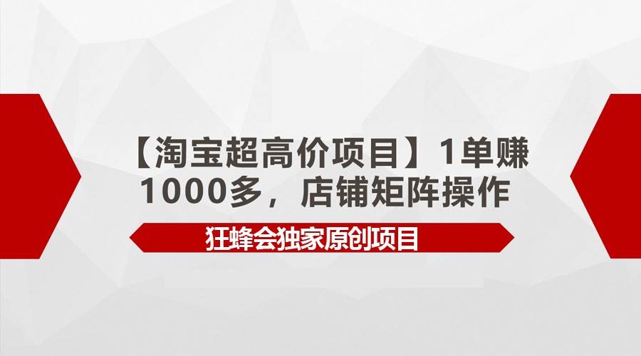 【淘宝超高价项目】1单赚1000多，店铺矩阵操作-62创业网