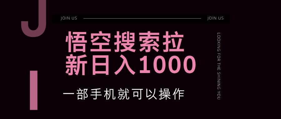 （12717期）悟空搜索类拉新 蓝海项目 一部手机就可以操作 教程非常详细-62创业网