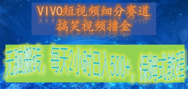 VIVO短视频细分赛道，搞笑视频撸金，无脑搬砖，每天2小时日入500+，保姆式教程-62创业网