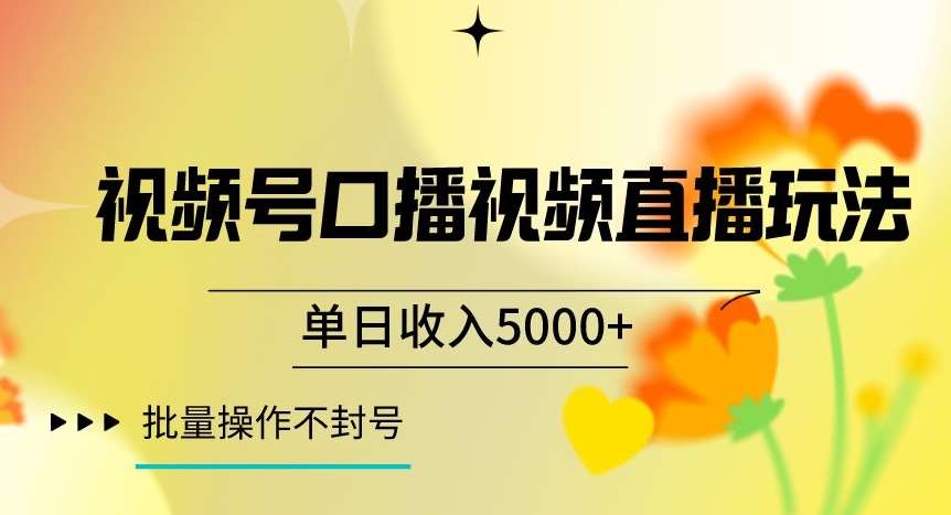 视频号囗播视频直播玩法，单日收入5000+，批量操作不封号【揭秘】-62创业网