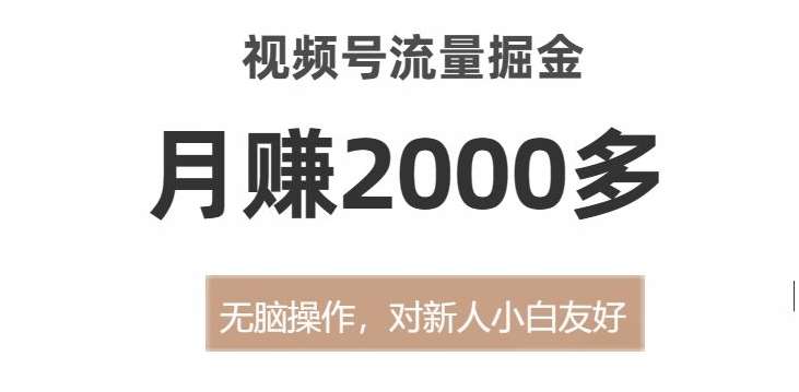 视频号流量掘金，无脑操作，对新人小白友好，月赚2000多【揭秘】-讯领网创