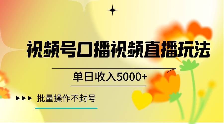 视频号口播视频直播玩法单日收入5000+，一种可以单号持续操作的玩法-62创业网