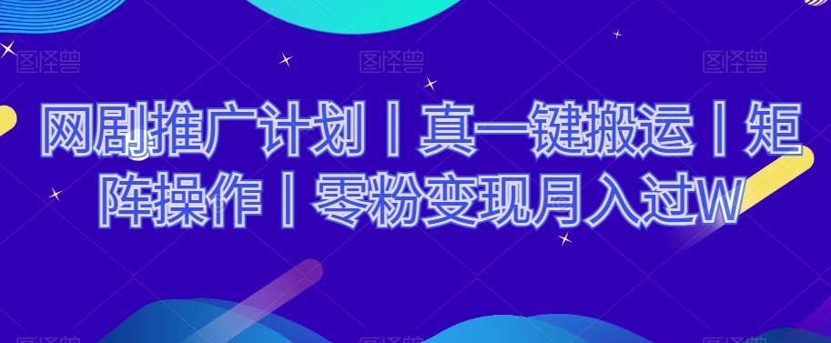 网剧推广计划丨真一键搬运丨矩阵操作丨零粉变现月入过W-62创业网