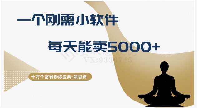 十万个富翁修炼宝典之17.一个刚需小软件，每天能卖5000+-62创业网