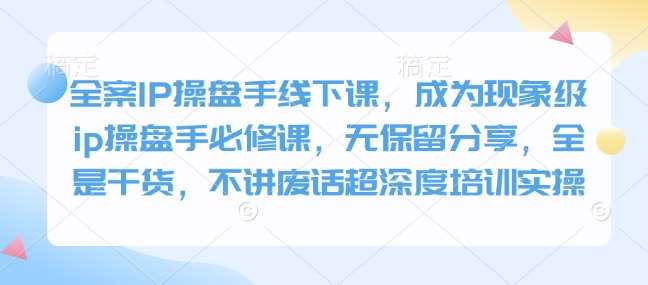 全案IP操盘手线下课，成为现象级ip操盘手必修课，无保留分享，全是干货，不讲废话超深度培训实操-62创业网