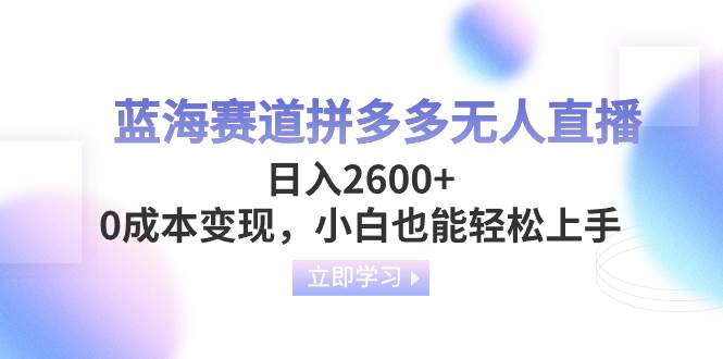 （8331期）蓝海赛道拼多多无人直播，日入2600+，0成本变现，小白也能轻松上手-62创业网